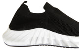 Ronda Womens Ladies Slip On Sports Trainers Sneakers Shoes Black / White