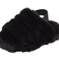 Genny Girls Slip On Warm Winter Fur Kids Slingback Sandals Slippers Black