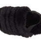 Genny Girls Slip On Warm Winter Fur Kids Slingback Sandals Slippers Black