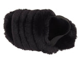 Genny Girls Slip On Warm Winter Fur Kids Slingback Sandals Slippers Black