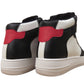 Katy Ladies Faux Leather Hi top Ankle shoes Black White