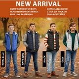 Boys Gilet – Sleeveless Body Warmer with Detachable Hood & Zip Pockets