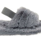 Genny Girls Slip On Warm Winter Fur Kids Slingback Sandals Slippers Grey