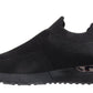Serena Ladies Womens Sports Metallic Trim Slip On Trainers Sneakers Shoes Full Black
