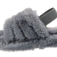 Genny Girls Slip On Warm Winter Fur Kids Slingback Sandals Slippers Grey