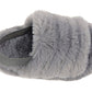 Genny Girls Slip On Warm Winter Fur Kids Slingback Sandals Slippers Grey