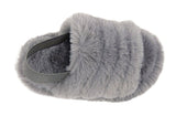 Genny Girls Slip On Warm Winter Fur Kids Slingback Sandals Slippers Grey