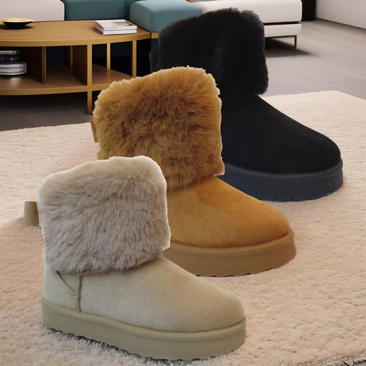 Cozy Kids' Faux Fur Lined Boots with Fluffy Collar - Girls' Comfort Winter Footwear