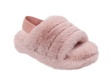 Genny Girls Slip On Warm Winter Fur Kids Slingback Sandals Slippers Pink