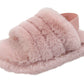 Genny Girls Slip On Warm Winter Fur Kids Slingback Sandals Slippers Pink