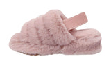 Genny Girls Slip On Warm Winter Fur Kids Slingback Sandals Slippers Pink