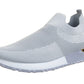 Serena Ladies Womens Sports Metallic Trim Slip On Trainers Sneakers Shoes Grey