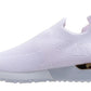 Copy of Serena Ladies Womens Sports Metallic Trim Slip On Trainers Sneakers Shoes White