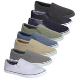 BOSTON Mens Slip On Trainer Canvas Low Top Casual Shoes Flat Sneakers Comfort Pumps Sizes