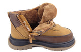 Jayden Kids fleece Hi top trainers Ankle boots Camel brown