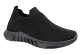 Ronda Womens Ladies Slip On Sports Trainers Sneakers Shoes Full Black