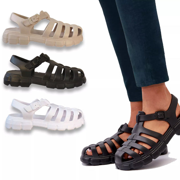 Chunky Jelly Gladiator Sandals for Women – Trendy Summer Footwear in 4 Colors