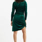 Louche Salli Velvet Ruched Side Mini Dress
