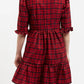 Sassa Winter Gingham Tiered Mini Dress in Red and Black