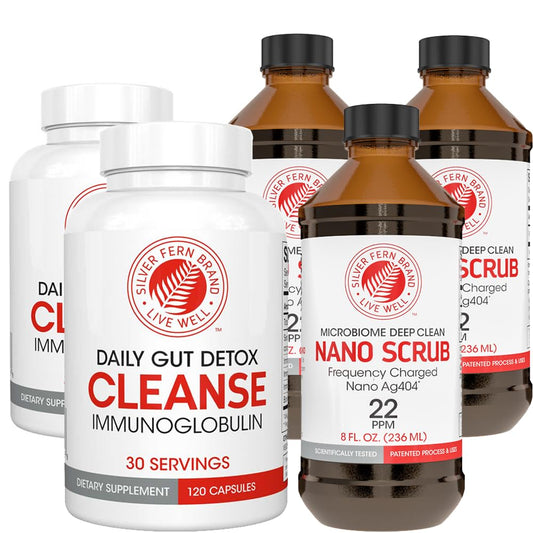 Silver Fern Ultimate Clean-Up Kit – 30 Day Cleanse Capsules & Nano Scrub Liquid, Gluten & Dairy Free, Made in USA