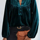 Elegant Skobeloff Beaded Velvet Blouse for Sophistication