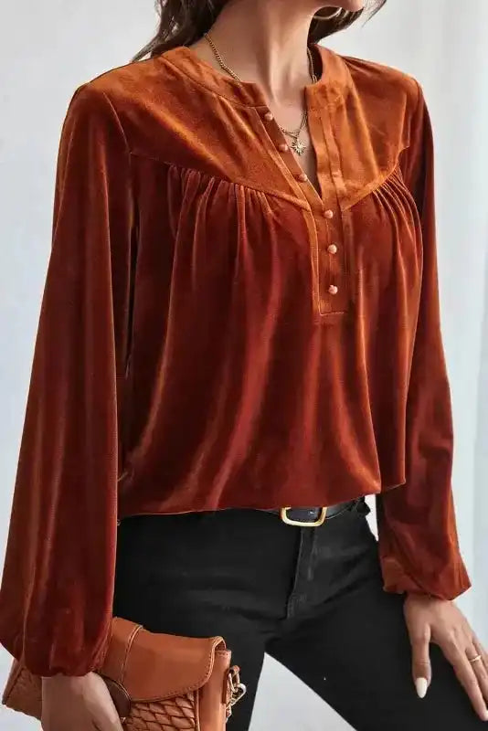 Elegant Skobeloff Beaded Velvet Blouse for Sophistication