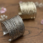 Hammered Gold/Sliver Finish Stack Cuff – Adjustable Brass Bangles Set.