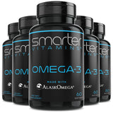SmarterVitamins Omega-3 5-Pack – Berry Burpless Fish Oil, 2000mg DHA EPA, AlaskOmega