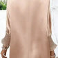 Smoke Gray Dolman Sleeve Satin Blouse with Shirred Elegance