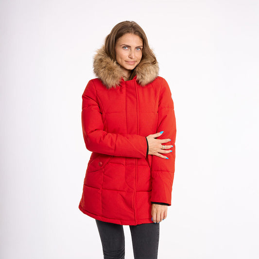 Sarah Hooded Parka Jacket - Red