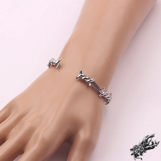 Stainless Steel Barbed Wire Bangle Bracelet