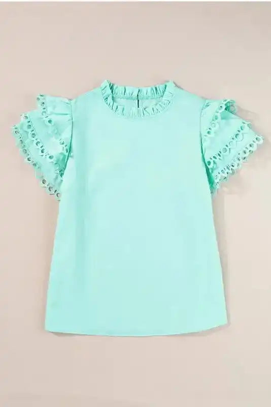 Mint Green Layered Cap Sleeve Blouse