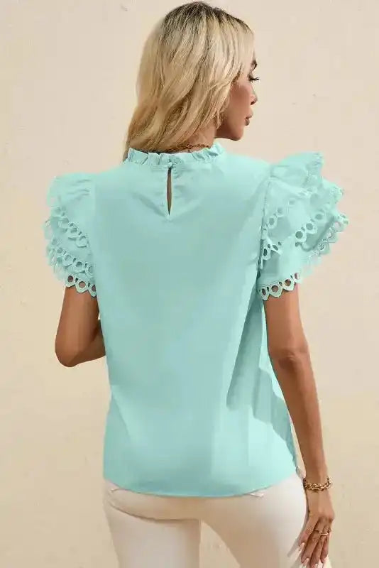 Mint Green Layered Cap Sleeve Blouse