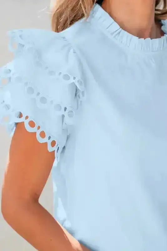 Mint Green Layered Cap Sleeve Blouse