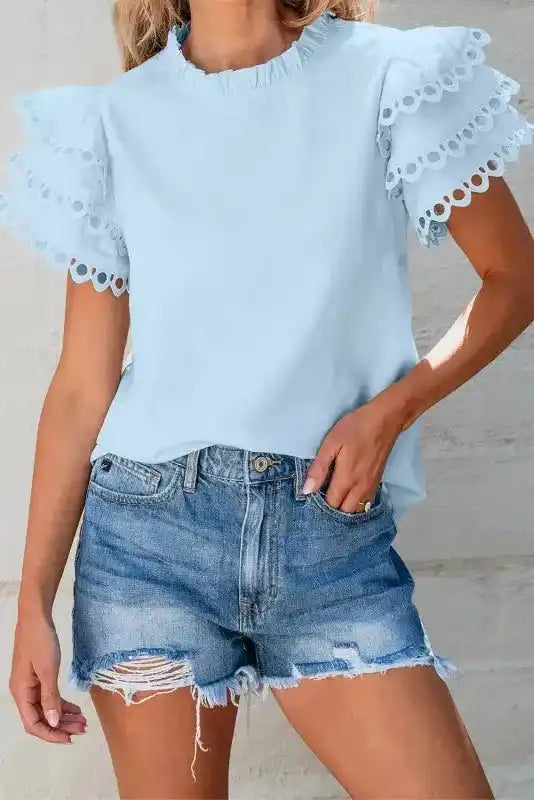 Mint Green Layered Cap Sleeve Blouse