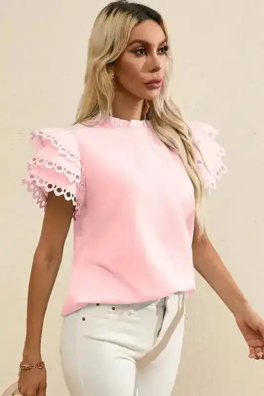 Mint Green Layered Cap Sleeve Blouse