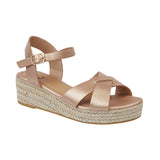 Sunny Ladies Espadrille Wedge Strappy Hessian Womens Ankle Straps Cross Over Sandals