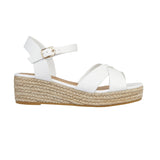 Sunny Ladies Espadrille Wedge Strappy Hessian Womens Ankle Straps Cross Over Sandals