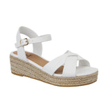 Sunny Ladies Espadrille Wedge Strappy Hessian Womens Ankle Straps Cross Over Sandals