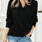 Surplice Neck Shirred Cuffs Draped Blouse