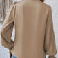Surplice Neck Shirred Cuffs Draped Blouse