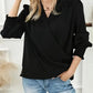 Surplice Neck Shirred Cuffs Draped Blouse