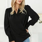 Surplice Neck Shirred Cuffs Draped Blouse