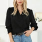 Surplice Neck Shirred Cuffs Draped Blouse