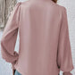 Surplice Neck Shirred Cuffs Draped Blouse