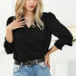 Surplice Neck Shirred Cuffs Draped Blouse