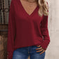 Therese - Stylish and Comfortable Plain Colour V-Neck Top with Buttons