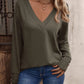 Therese - Stylish and Comfortable Plain Colour V-Neck Top with Buttons