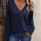 Therese - Stylish and Comfortable Plain Colour V-Neck Top with Buttons