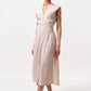 Urbain Satin Back Crepe Wrap Midi Dress - Camel